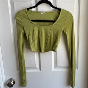 Garage Light Green Long Sleeve Crop Top